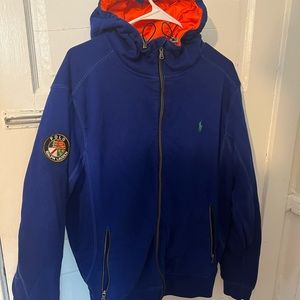 Polo hoodie blue/orange sz L